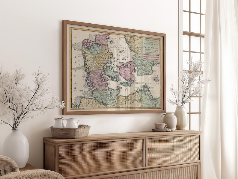 Reprint: Historic Map of Denmark (year 1734) - Etsy