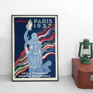 Poster &quot;World&#39;s fair Paris, France 1937: International exhibition for arts and technology&quot; Print home decor vintage Print World exhibition