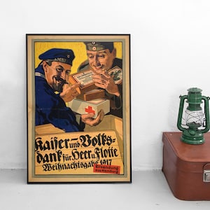 Keizerlijke Duitse WOI-propagandaposter - kerstcadeaus voor soldaten en matrozen - Eerste Wereldoorlog Art Wall Print Home Decor