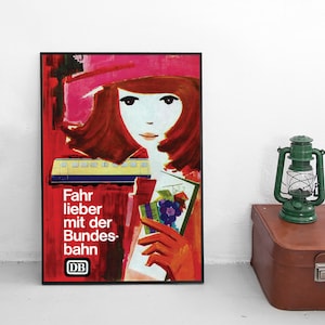 Poster German Railways &quot;Fahr lieber mit der Bundesbahn&quot; Deutsche Bahn DB Print home decor Wall Print High Speed Rail