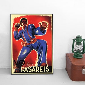 Spanish Civil War Poster &quot;No Pasareis / No Pasaran&quot; CNT FAI Wall Print Propaganda Antifascism Anarcho-Syndicalism Catalan Catalonia