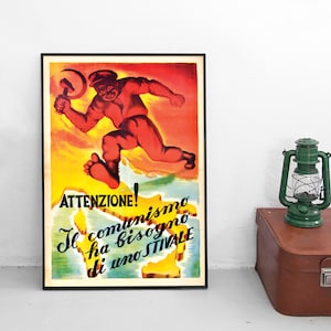 Anti-Communist Italian Propaganda Poster Italy Wall Art Print Militaria