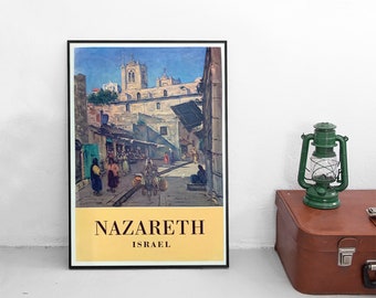 Travel Poster: Nazareth, Israel / home decor Wall Art vintage Wall Print Birthday Gift Idea