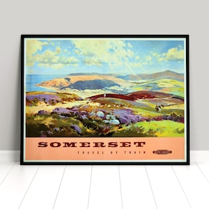 Poster Somerset, England Tourism Advertisement Poster Print home decor Wall Print Travel Travelling Seaside