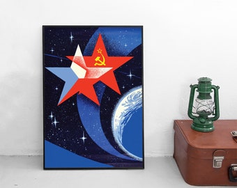 Poster Sojoez 28 Space Mission (1978): vintage Sovjet-Tsjechische poster