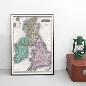 1815 map of the British Isles / United Kingdom / Great Britain / Ireland / Scotland / England / Wales / Poster/ British Empire