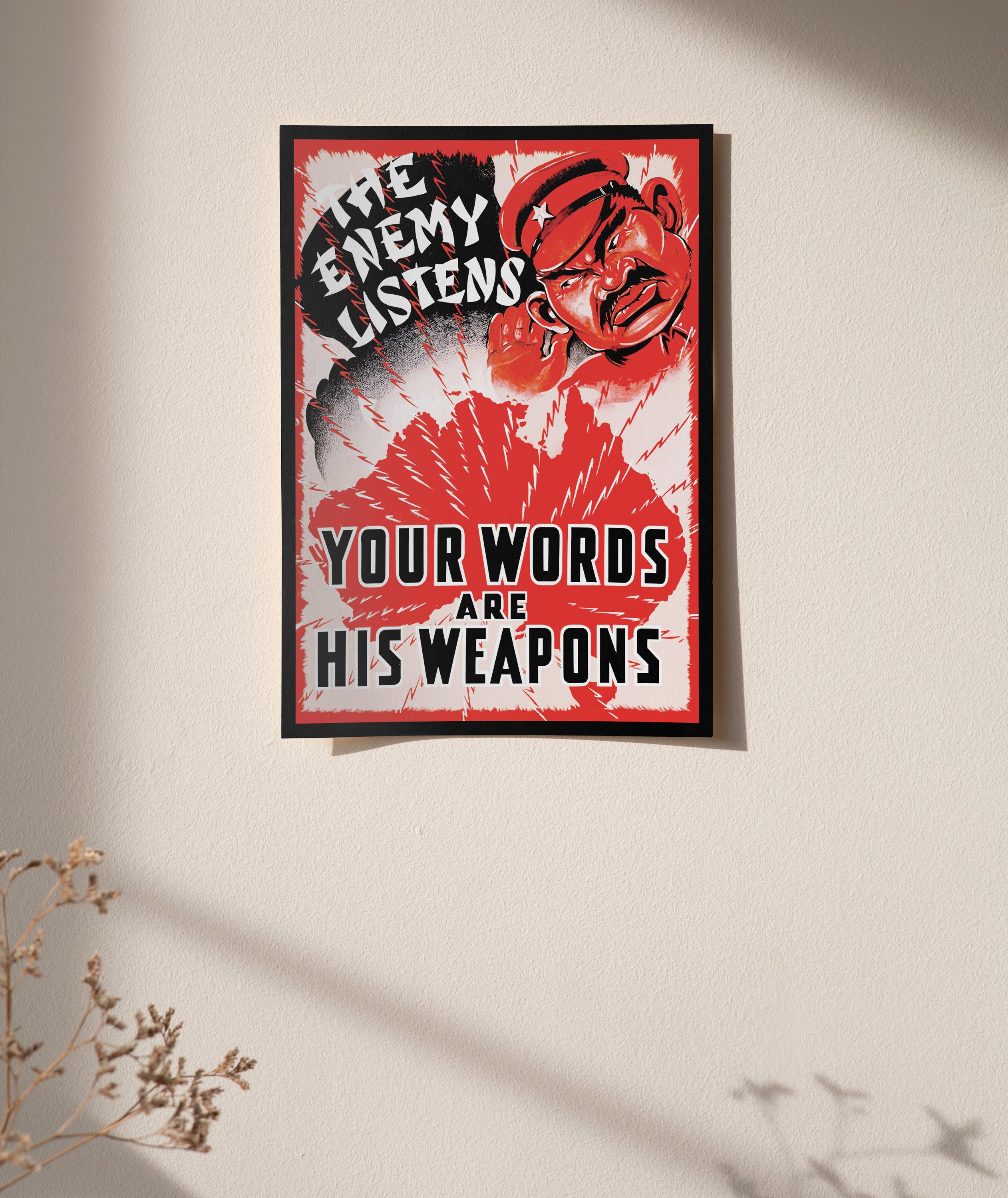 オーストラリアの第二次世界大戦プロパガンダポスター：「敵は聞いて