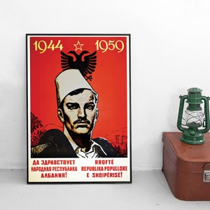 Probem Poster albanisch-sowjetische Freundschaft "Es lebe die Volks Republik Albanien" Wand Kunst Geburtstag Geschenk Idee russisch Print