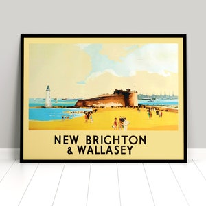 Travel Poster England &quot;New Brighton & Wallasey&quot; Tourism Advertisement Poster British Railways Print home decor Wall Print Travelling