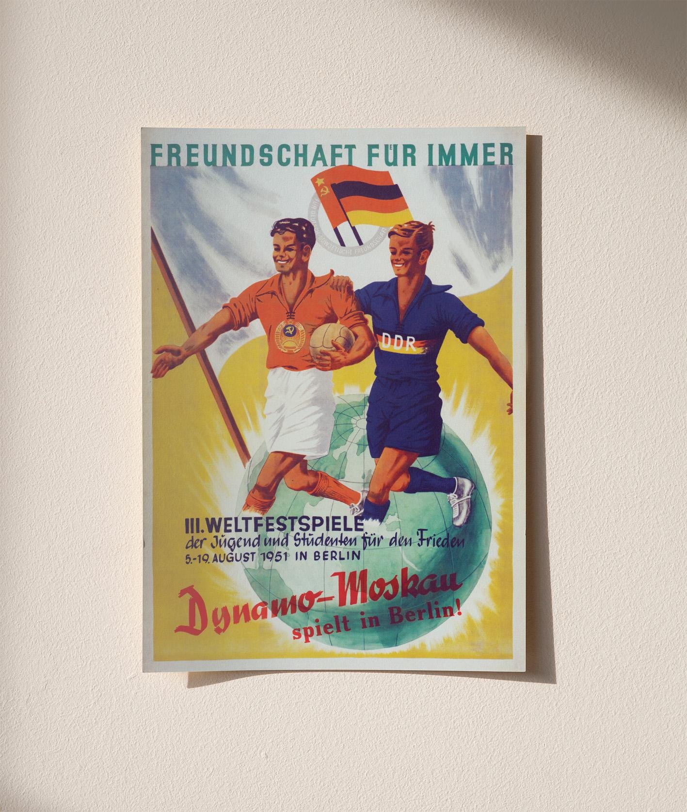 Eastern Germany Sports Poster -ddr/soviet Football Cup- Friendship
