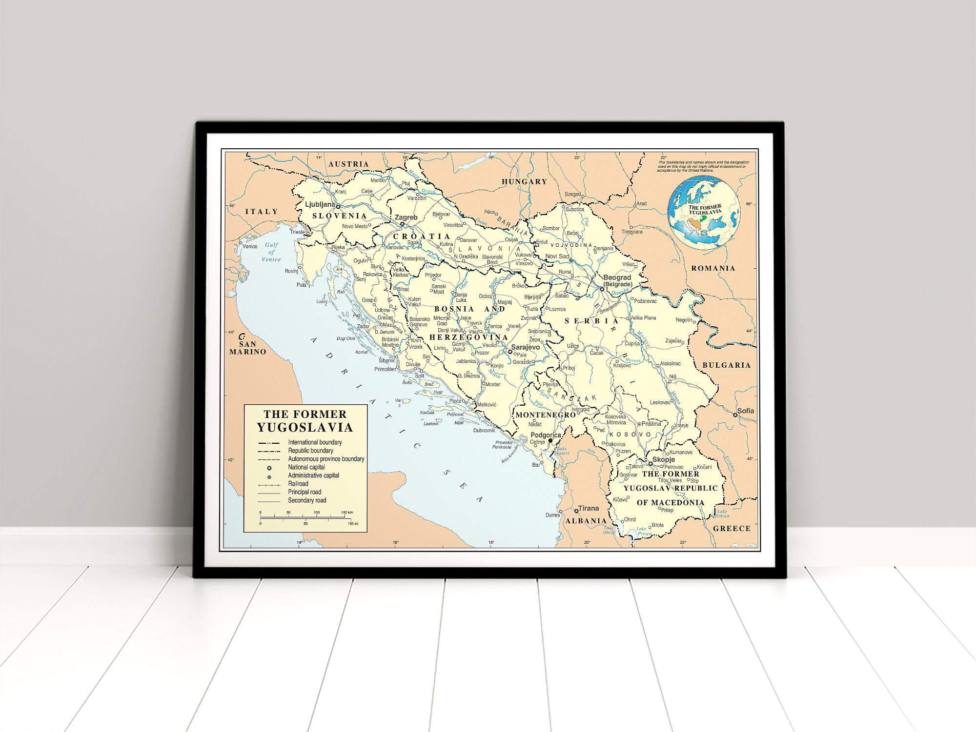 Yugoslavia Map - Etsy Canada