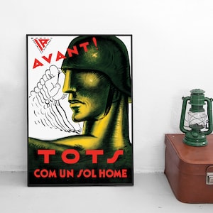 Spaanse burgeroorlog poster Catalonië "Republikeinse partij van links: Forward! All as one man" War Art Wall Print Propaganda
