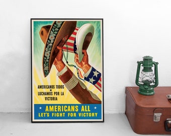 Reprint of a WWII US/Mexican Propaganda Poster Let's Fight for