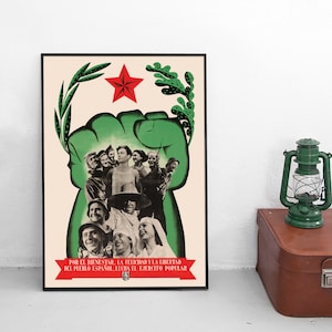 Spanischer Bürgerkrieg Kriegsplakat &quot;Die Volksfront Regierung kämpft für das Wohlergehen des spanischen Volkes&quot; Zweite Spanische Republik.&quot;