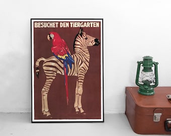 1920s German Zoo Poster "Visit the Tiergarten, Munich"