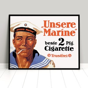1920s German cigarette advertisement Poster &quot;Our Navy&quot; home decor Wall Art vintage Wall Print Imperial German Empire