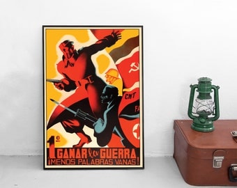 Cartel de propaganda de la Guerra Civil Española - ¡Gana la guerra! - Impresión de pared con arte de la Guerra de la República Española
