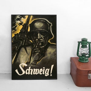 Imperial German Propaganda WWI Poster &quot;Silence!&quot; Spies espionage First World War Art Wall Print