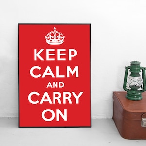 1939 Poster Great Britain &quot;Keep calm and carry on&quot; Churchill WWII Propaganda Wall Print British GB UK