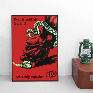 Election Poster 1953 &quot;Far right danger&quot; German Labour Party SPD Wall Print Federal Republic Social Democracy