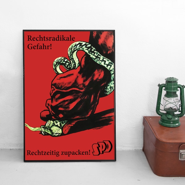 Wahlplakat SPD 1950er "Rechtsradikale Gefahr" Gegen Nazis Poster Plakat Kunstdruck