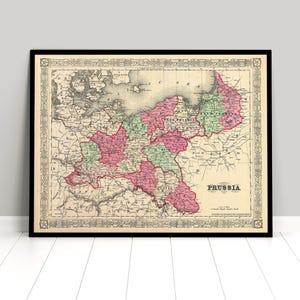 1866 Prussia Map Print: German States Historical Wall Art