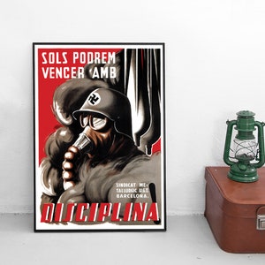 Spanish Civil War Poster UGT &quot;We can only win with discipline!&quot; Wall Print Propaganda Worker&#39;s Trade Union Socialism Antifascism Republic