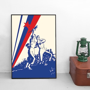 Póster de 1945 Yugoslavia Partizanski Obreros y Soldados Patriotismo Propaganda Arte Impresión de pared Decoración del hogar Josip Broz Tito