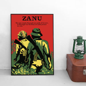 Afrikanisches Probem Poster "Zimbabwe Dekolonisation ""ZANU: No one cracks by our wall offorests"" - Unabhängigkeit, Freiheit, Kunstdruck."