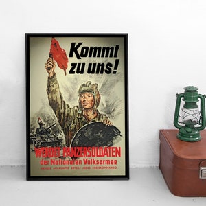 GDR Propaganda Poster NVA &quot;Come to us! Tank units&quot; Panzer Nationale Volksarmee National People&#39;s Army Eastern Germany DDR Military