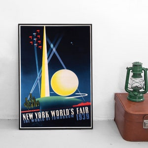 Poster New York&#39;s World&#39;s fair 1939 &quot;The world of tomorrow&quot; Print home decor Wall Art vintage Wall Print World Exhibition