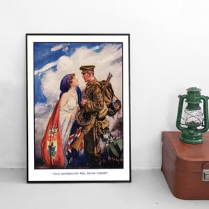 WWI British Propaganda Poster "Your motherland will never forget"  UK GB Great Britain First World War Patriotism WW1 Art Wall Print