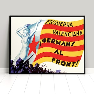 Spanisches Bürgerkriegsplakat &quot;Bürgerkrieg Linke. Brüder an die Front!&quot; UGT Werbung Spanische Republik Antifaschismus Spanien