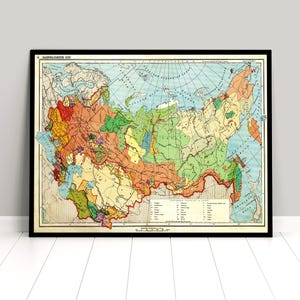 Kaart van etnische groepen in de Sovjet-Unie / muurafdruk / geschiedenis / uitbreiding / vintage / poster / volkeren / volkeren / Rusland