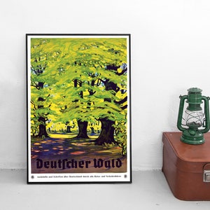 Poster Tourismus "Deutscher Wald" Natur Förster Plakat Kunstdruck home decor Wall Art vintage Wall Print Poster