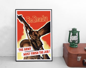Propagandaposter uit de Tweede Wereldoorlog: "Canada - Wees er klaar voor", vintage militaire kunstprint