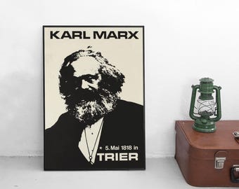 Porträtplakat „Karl Marx, geboren am 5. Mai 1818 in Trier, Deutschland“