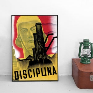 Spanish Civil War Poster &quot;Discipline!&quot; CNT FAI Wall Print Propaganda Antifascism Anarcho-Syndicalism Catalan Catalonia