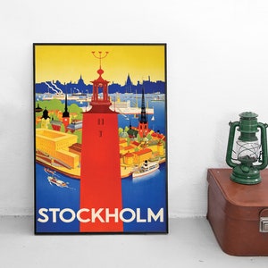 Travel Poster: Stockholm, Sweden /  Wall Art vintage Wall Print Birthday Gift Idea