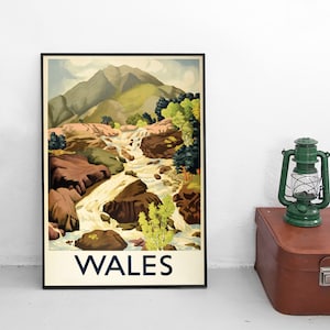 Poster Wales Tourism Advertisement Poster British Railways Print home decor Wall Print Travel Travelling UK United Kingdom
