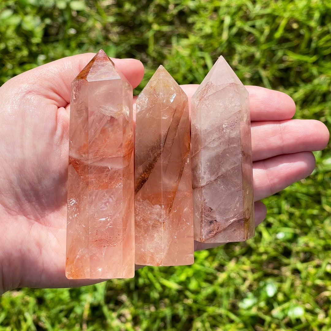 Fire Quartz Tower Hematoid Tower Balancing Grounding Crystal Tower Etsy