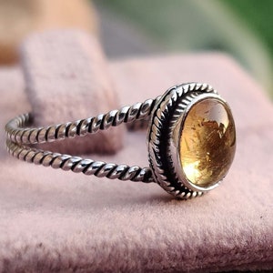 Genuine Citrine Ring, Citrine Silver Ring, Citrine Ring, 925 Sterling Silver Ring, Citrine Statement Ring, Boho Hippie Ring, Gift For Her