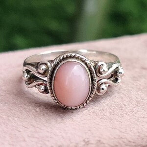 Pink Opal Ring, 925 Silver Ring, Handmade Ring, Anniversary Ring, Simple Ring, Oval Stone Ring, Pink Love Jewelry, Occasion Ring, Women Ring