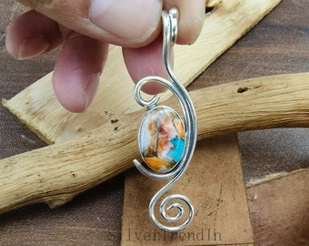 Oyster Pendant, 925 Sterling Silver, Beach Jewelry, Spiny Oyster, Women Pendant, Gemstone Pendant, Native American, Mother's Day gift