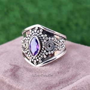 Amethyst Ring, 925 Sterling Silver Ring, Boho Ring, Statement Ring, Promise Ring, Handmade Ring, Nepali Ring, Chunky Ring, Women Ring