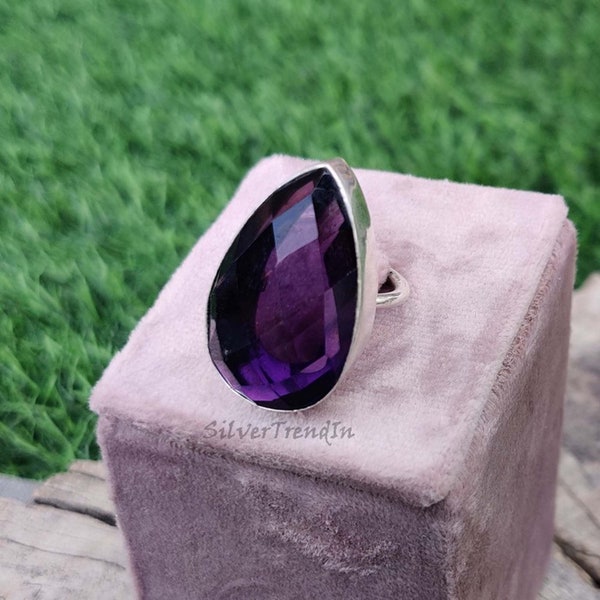 Purple Amethyst Ring, Amethyst Ring Silver, Ring For Women, Minimalist Ring, Statement Ring, Dainty Ring, Gemstone Ring, Gift For Her