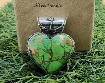 Heart Shape Pendant, 925 Sterling Silver Pendant Necklace, Big Stone Pendant, Beautiful Pendant, Unisex Pendant, Boho Pendant, Gift Pendant