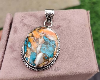 Oyster Turquoise Pendant, Turquoise Pendant, Necklace Chain, Gemstone Pendant Necklace, Necklaces For Women, Silver Necklace Pendant