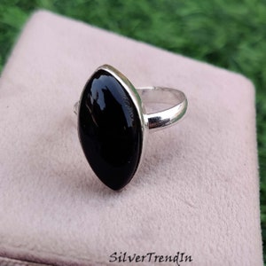 Marquise Shape Black Onyx Ring Handmade 925 Sterling Silver Ring Statement Ring Big Stone Ring For Gift Beautiful Ring Promise Girls Ring
