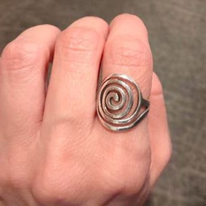 Sterling Silver Spiral Ring, Statement Big Circle Spiral Ring, Swirly Boho Ring, Bohemian Ring, 925 Silver Ring, Gift for Her Jewelry